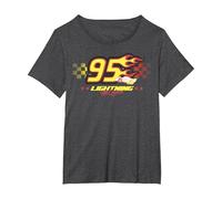 Disney Pixar Cars Lightning McQueen 95 Flame T-Shirt, Damen Große Größen, Anthrazit Meliert, 5X