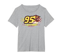 Disney Pixar Cars Lightning McQueen 95 Flame T-Shirt, Damen Große Größen, Grau Meliert, 5X