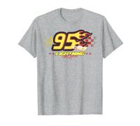Disney Pixar Cars Lightning McQueen 95 Flame T-Shirt, Herren, Grau Meliert, 5XL