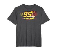 Disney Pixar Cars Lightning McQueen 95 Flame T-Shirt, Herren Große Größen, Anthrazit Meliert, 5X Tall