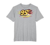 Disney Pixar Cars Lightning McQueen 95 Flame T-Shirt, Herren Große Größen, Grau Meliert, 3X Tall