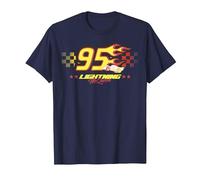 Disney Pixar Cars Lightning McQueen 95 Flame T-Shirt, Herren, Marineblau, 5XL