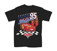 Disney Pixar Cars Lightning McQueen 95 Flames T-Shirt für Erwachsene, Schwarz, L