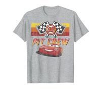 Disney Pixar Cars Lightning McQueen Faded Pit Crew Poster T-Shirt, Herren, Grau Meliert, 5XL