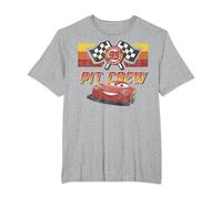 Disney Pixar Cars Lightning McQueen Faded Pit Crew Poster T-Shirt, Herren Große Größen, Grau Meliert, 5X Tall