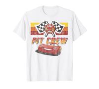 Disney Pixar Cars Lightning McQueen Faded Pit Crew Poster T-Shirt, Herren, Weiß, 5XL