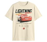 Disney Pixar Cars Lightning McQueen Stats T-Shirt für Erwachsene, Cremeweiß, L