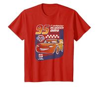 Disney Pixar Cars Lightning McQueen Trading Card T-Shirt, Kinder, Rot, 140