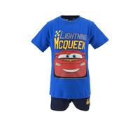 Disney Pixar Cars Pyjamas für Jungen, 2-Teiliges Set aus Weichem Baumwoll Pyjama, T-Shirt und Shorts im Lightning McQueen Design, Größe 6 Jahre | Blau