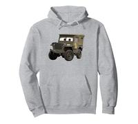 Disney Pixar Cars Sarge 1942 Jeep Veteran's Day Pullover Hoodie, Unisex für Erwachsene, Grau Meliert, S
