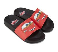 Disney Pixar Cars Slide Sandalen für Jungen - Lightning McQueen Schuhe - Lightning McQueen, Toe Mater, Doc Hudson und Sally Carrera Slides, Schwarz/Rot, 17 EU