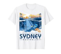 Disney Pixar Finding Nemo Sydney Australia Poster T-Shirt, Damen, Himmelblau, S