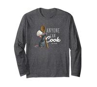 Disney Pixar Ratatouille Remy Jeder Kann Kochen Langarmshirt, Unisex für Erwachsene, Anthrazit Meliert, XXL