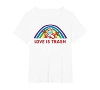 Disney Pixar Toy Story 4 Forky Rainbow Love is Trash T-Shirt, Damen Große Größen, Weiß, 3X