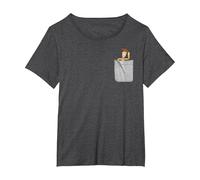 Disney Pixar Toy Story Woody T-Shirt mit Kunstdruck an der Tasche T-Shirt, Damen Große Größen, Anthrazit Meliert, 1X