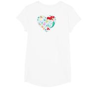 Disney Princess Ariel Flounder and Sebastian Collage Heart T-Shirt