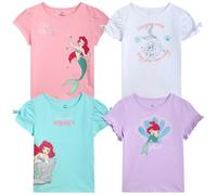 Disney Princess Ariel Rapunzel Belle Cinderella Minnie Mouse Mädchen Shirts - 4er-Pack Mädchen T-Shirts für Kleinkinder und kleine Mädchen, Ariel Mermaid, 3 Jahre