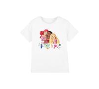 Disney Princess Be True, Be You Ariel, Moana, and Rapunzel Girls T Shirt, White, 9-10 Years