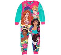 Disney Princess Blauer Einteiler für Mädchen von | All-in-One-Fleece-Loungewear | Aschenputtel Schneewittchen Jasmin Kleine | Kinder-Pyjama-Schlafanzug-Nachtwäsche | Gemütliche Geschenkartikel