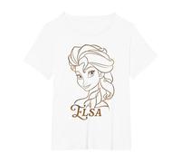Disney Princess Celebration Minimalist Lines Frozen Elsa T-Shirt, Damen Große Größen, Weiß, 2X