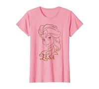Disney Princess Celebration Minimalist Lines Frozen Elsa T-Shirt, Damen, Rosa, 3XL