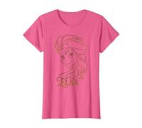 Disney Princess Celebration Minimalist Lines Frozen Elsa T-Shirt, Damen, Rosa Meliert, M