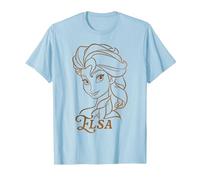 Disney Princess Celebration Minimalist Lines Frozen Elsa T-Shirt, Herren, Himmelblau, XXL