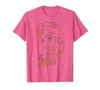 Disney Princess Celebration Minimalist Lines Frozen Elsa T-Shirt, Herren, Rosa Meliert, L