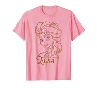 Disney Princess Celebration Minimalist Lines Frozen Elsa T-Shirt, Herren, Rosa, XL