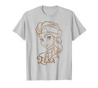 Disney Princess Celebration Minimalist Lines Frozen Elsa T-Shirt, Herren, Silber, XL