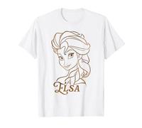 Disney Princess Celebration Minimalist Lines Frozen Elsa T-Shirt, Herren, Weiß, L