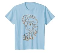 Disney Princess Celebration Minimalist Lines Frozen Elsa T-Shirt, Kinder, Himmelblau, 152
