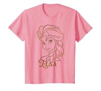 Disney Princess Celebration Minimalist Lines Frozen Elsa T-Shirt, Kinder, Rosa, 116
