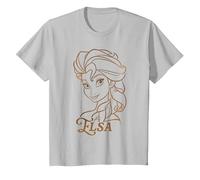 Disney Princess Celebration Minimalist Lines Frozen Elsa T-Shirt, Kinder, Silber, 128