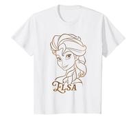 Disney Princess Celebration Minimalist Lines Frozen Elsa T-Shirt, Kinder, Weiß, 116