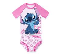 Disney Princess Frozen Marvel Elsa Minnie Kleinkind Mädchen Badeanzug Tankini Badeanzug 2-teilige Bademode UPF 50+ Rashguard, Disney Stitch-Hot Pink, 8-9 Jahre