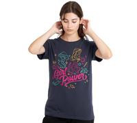 Disney Princess Girl Power Jasmine, Rapunzel, Ariel Line Art Ladies T Shirt, Deep Navy, Large