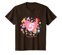 Disney Princess Heart 5 Years Old Happy Fifth Birthday T-Shirt, Kinder, Braun, 92