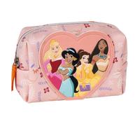 Disney Princess Kulturbeutel für Mädchen, mit Reißverschluss, Herzmotiv, kompakt & leicht