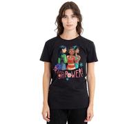 Disney Princess Mulan, Moana, Jasmine Extra Girl Power! Ladies T Shirt, Black, X-Large