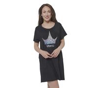 Disney Princess Nachthemd für Damen - Jubiläumsshirt - Schlafshirt Pyjama kurzärmlig Oberteil Schwarz (M)