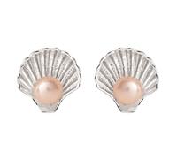 Disney Princess Offically Licensed Jewelry for Women and Girls Little Mermaid Pink Pearl Sterling Silver Seashell Stud Earrings