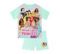 Disney Princess Schlafanzug Mädchen, Schlafanzug Kinder Princess, Kurzarm Schlafanzüge Für Mädchen, Grün 104