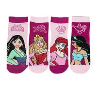 Disney Princess Socken für Mädchen Kinder Kindersocken Sneaker Mehrfarbig Bunt (4er Pack) (as3, numeric, numeric_23, numeric_26, regular, 23-26)