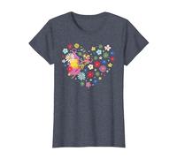 Disney Princess Tinker Bell Fairy and Flower Heart T-Shirt, Damen, Blau Meliert, 3XL