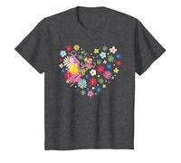 Disney Princess Tinker Bell Fairy and Flower Heart T-Shirt, Kinder, Anthrazit Meliert, 128