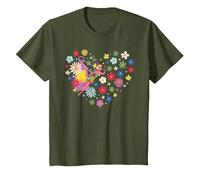 Disney Princess Tinker Bell Fairy and Flower Heart T-Shirt, Kinder, Olivgrün, 128