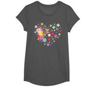 Disney Princess Tinker Bell Fairy and Flower Heart T-Shirt, Mädchen, Anthrazit, M
