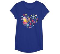 Disney Princess Tinker Bell Fairy and Flower Heart T-Shirt, Mädchen, Königsblau, XS