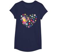 Disney Princess Tinker Bell Fairy and Flower Heart T-Shirt, Mädchen, Marineblau, L